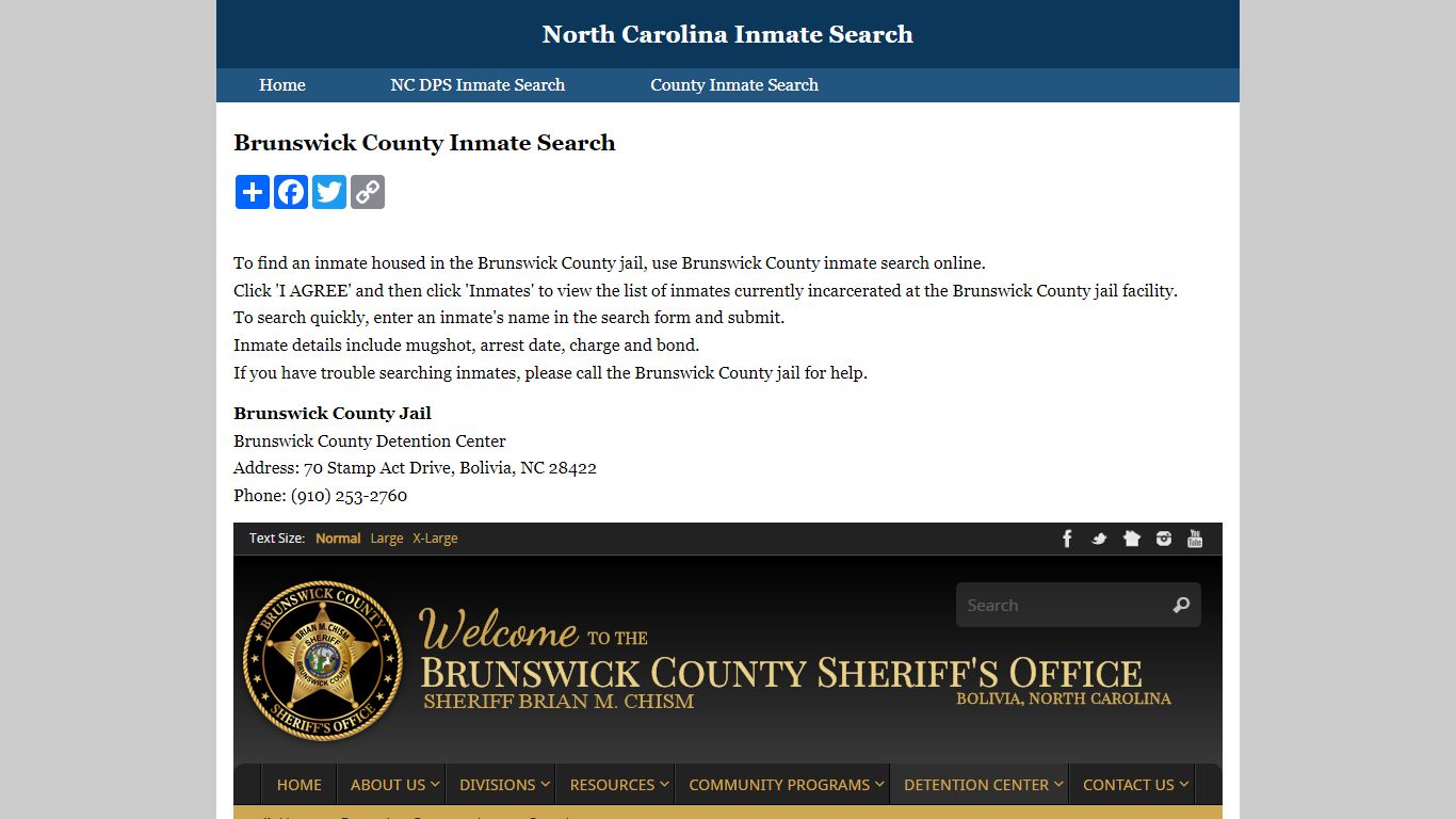 Brunswick County Inmate Search