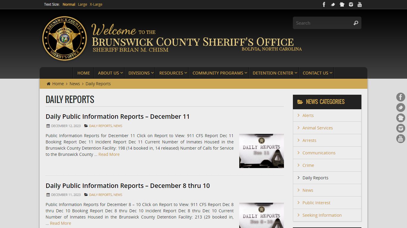 Daily Reports - Brunswick County Sheriff's Office